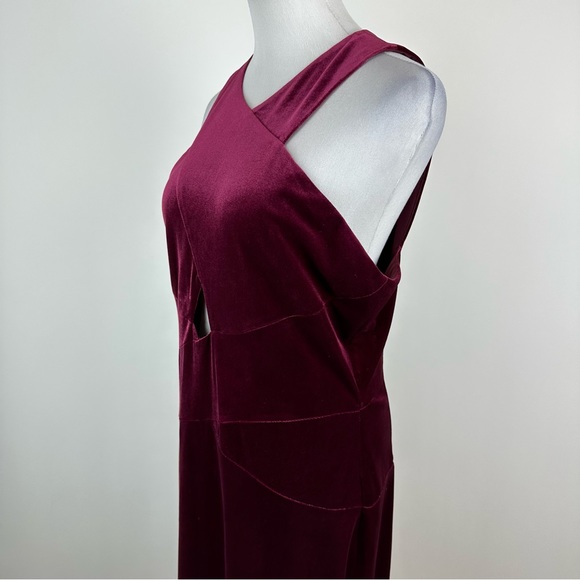 BCBGMAXAZRIA Burgundy Maren Velvet Dress Size Large - Picture 7 of 11
